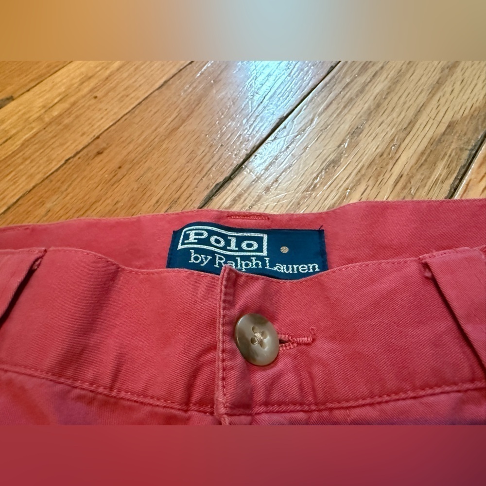 VTG Polo Ralph Lauren Philip Pants Men 34x30 Chino Relaxed Baggy Y2K Salmon Pink - Picture 2 of 14